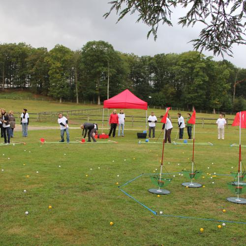 Le golf avec le golf aux drapeaux